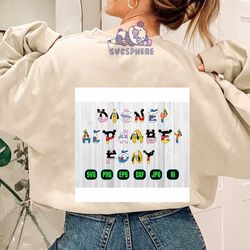 mickey alphabet svg , mickey & friends font cricut vector bundle , mickey characters diy , png image for shirt