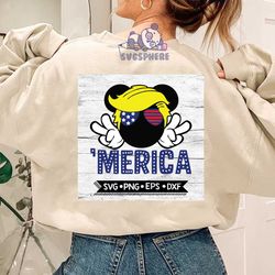 Trump Merica Mickey Svg, Independence Day Svg, American Svg, American Shirt, American Gift, 4th Of July Svg, Trump Svg,