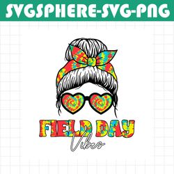 retro field day vibes messy bun svg