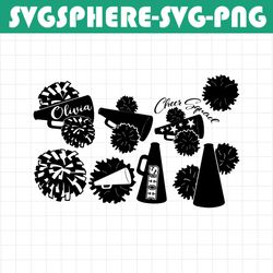 cheer svg bundle - cheerleader svg - megaphone svg - cheer clip art bundle - pom poms svg files for cricut -