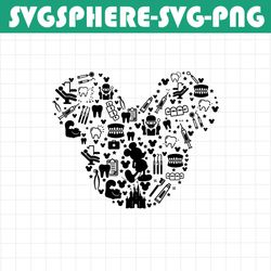 mickey mouse dentist,mickey mouse silhouette png, cartoon character cut file dxf, cricut,mickey dentist,mickey dental in