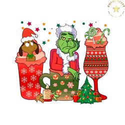 Vintage Grinch Christmas Coffee PNG Sublimation Download