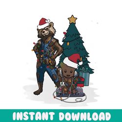 santa baby groot and rocket christmas png download