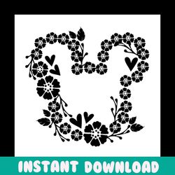 mickey mouse flower head svg, disney svg, mickey svg, mickey head svg, flower head svg, flower mouse svg, disney flower