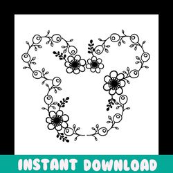 floral beauty mickey head svg, disney svg, mickey svg, mickey head svg, floral mickey svg, mickey lovers, walt disney sv
