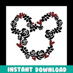 heart floral mickey head svg, disney svg, mickey svg, mickey head svg, floral head svg, floral mickey svg, flower mickey