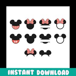 mickey minnie head bundle svg, disney svg, mickey svg, minnie svg, minnie bundle svg, minnie head svg, walt disney svg,