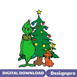 grinch and max christmas tree svg