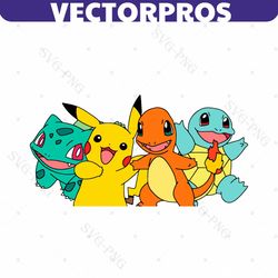 pikachu, charmander, squirtle, bulbasaur svg & png, pokemon svg - cricut cut file