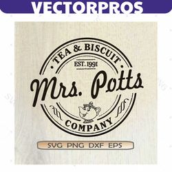 mrs. potts tea biscuit company svg beauty and beast shirt silhouette cricut mrs. pots cut file professions svg png insta