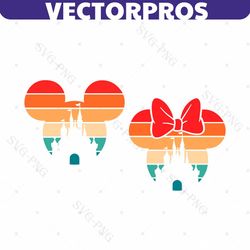 sunset, mickey minnie mouse, castle, ears head, svg png dxf formats, cut, cricut, silhouette, instant download