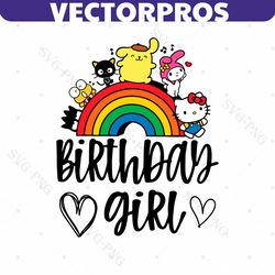 birthday girl kitty and friends svg
