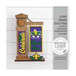 mardi gras laser file, mardi gras interchangeable post sign svg, laser interchangeable sign svg, mardi gras sign laser f