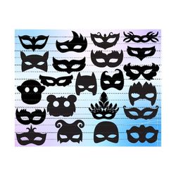 masks, masquerade silhouette, face mask, mardi gras, mask vector bundle, svg, png, pdf, jpg digital download cut file ar
