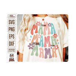 groovy mama svg png sublimation, floral retro mothers day svg, boho shirt hoodie , wavy font mom, mom life cut file, vintage dtf transfer