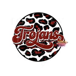 trojans retro leopard print circle | ready to press | sublimation heat press design | transfer