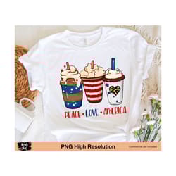 peace love america png, 4th of july png, usa patriotic sublimation designs, america png, usa coffee drink png