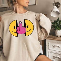 smiley face middle finger svg, png graphic - digital download files