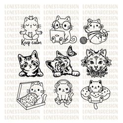 cute cat bundle svg | curious kitten clipart | cat svg | cat with butterfly svg | peeking face svg | cute cat svg cut fi