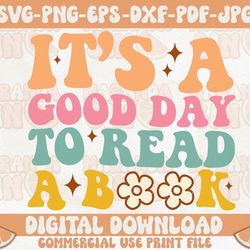 retro book day svg, its a good day to read a book svg, books svg, book lover svg, literary svg, bookish svg, cut file fo