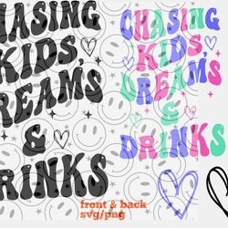 chasing kids, drinks and dreams png/svg original color and black