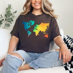 world map earth day color the world geography adventure traveler gift t-shirt