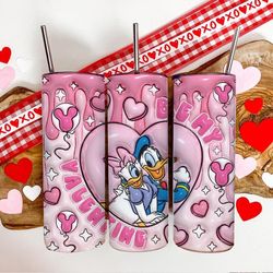 3d donald daisy duck valentine tumbler wrap, 3d inflated valentine tumbler wraps, 20oz tumbler wrap, be my valentine, va