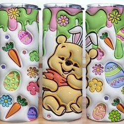 3d inflated pooh easter tumbler wrap, pooh and friends easter tumbler png, easter eggs png, pooh bunny easter, winnie th