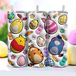 happy easter inflated cartoon eggs tumbler sublimation design, puffy pooh easter egg for diy tumbler, winnie the pooh, p