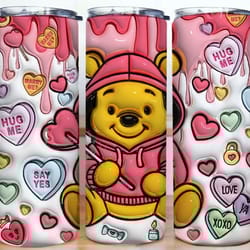 3d inflated pooh valentine tumbler wrap, winnie the pooh 3d inflated tumbler wrap, puffy tumbler, happy valentine, pooh