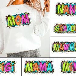 mama svg, scribble doodle, bright paisley floral, digital file, sublimation download, mother's day bundle svg, grandma s