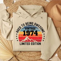 vintage birthday 1974 svg, 50th birthday
