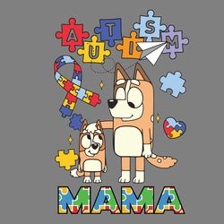 retro autism mama bluey bingo svg digital download files