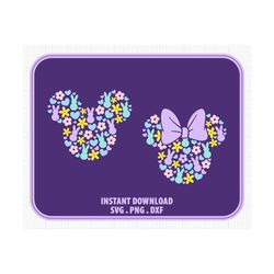 easter, mickey minnie mouse, ears head bow, bunny, daisy flower, svg png dxf formats, cut, cricut, silhouette