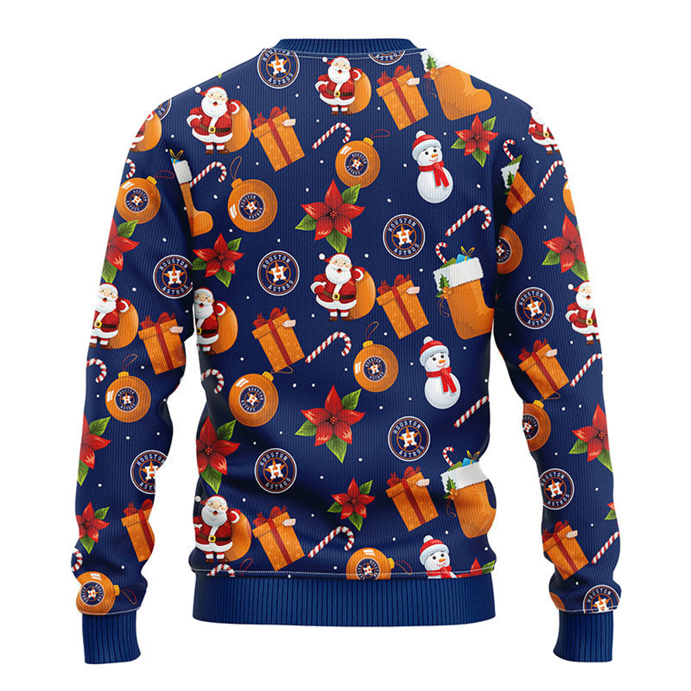 MLB Houston Astros Santa Claus Snowman Ugly Hoodie 3D Zip Hoodie 3D Ugly Christmas Sweater 3D Fleece Hoodie