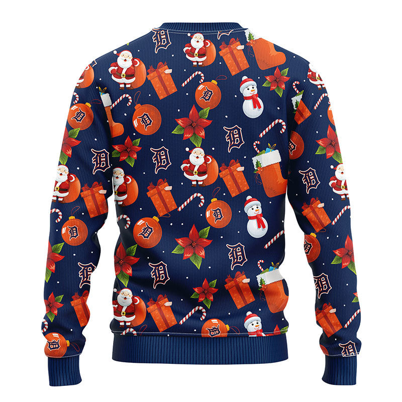 MLB Detroit Tigers Santa Claus Snowman Ugly Hoodie 3D Zip Hoodie 3D Ugly Christmas Sweater 3D Fleece Hoodie