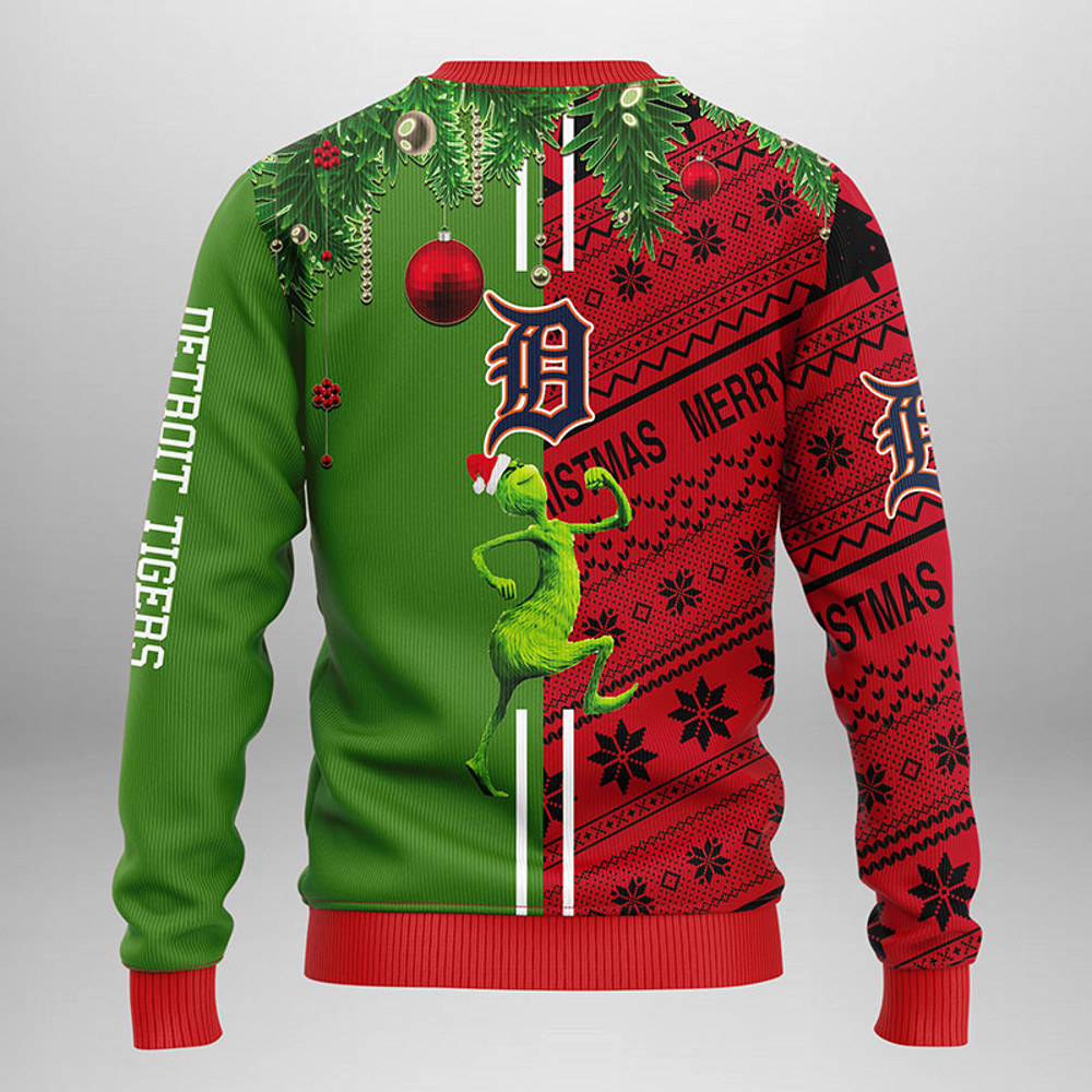 MLB Detroit Tigers Grinch & Scooby-doo Ugly Hoodie 3D Zip Hoodie 3D Ugly Christmas Sweater 3D Fleece Hoodie