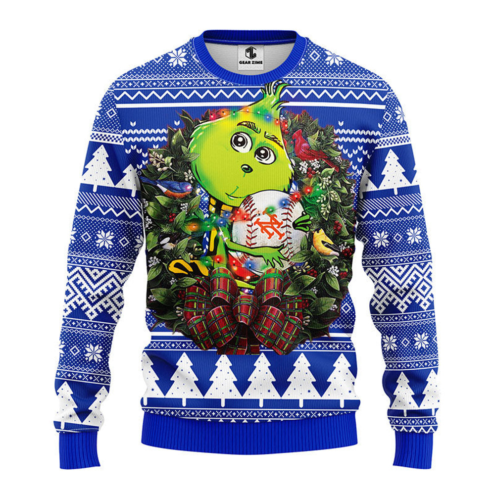 MLB New York Mets Grinch Hug Ugly Hoodie 3D Zip Hoodie 3D Ugly Christmas Sweater 3D Fleece Hoodie