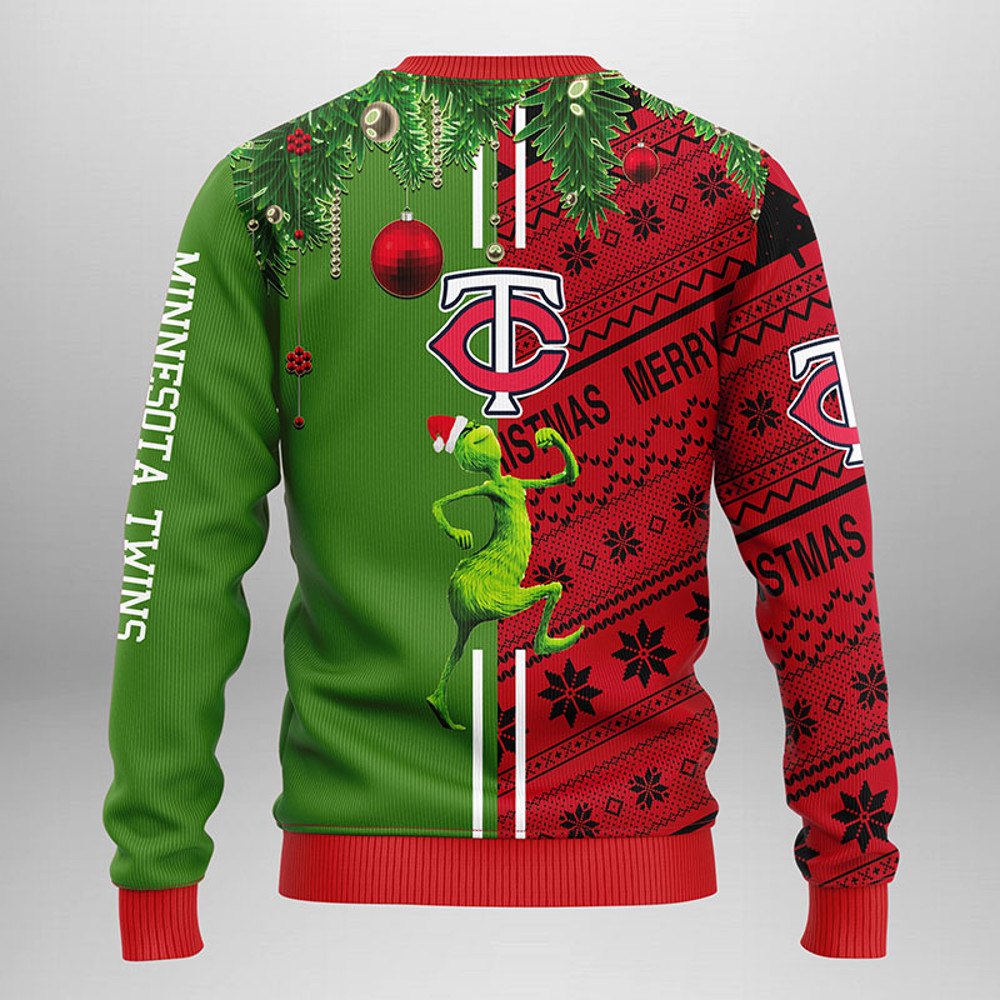 MLB Minnesota Twins Grinch & Scooby-doo Ugly Hoodie 3D Zip Hoodie 3D Ugly Christmas Sweater 3D Fleece Hoodie