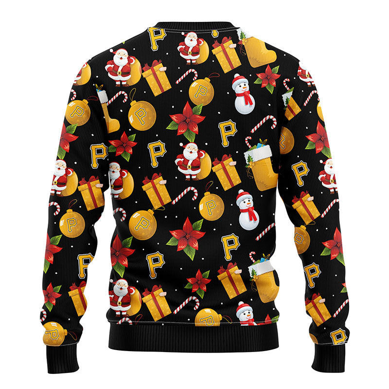 MLB Pittsburgh Pirates Santa Claus Snowman Ugly Hoodie 3D Zip Hoodie 3D Ugly Christmas Sweater 3D Fleece Hoodie