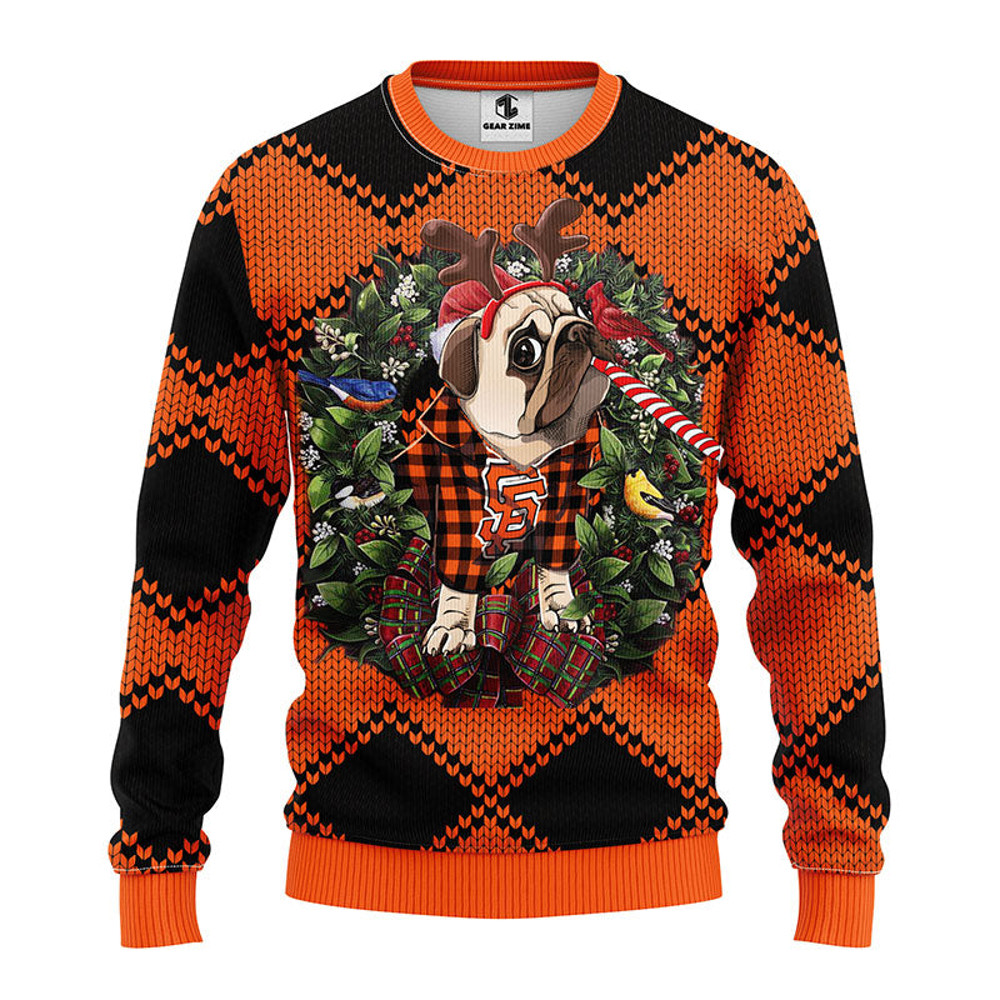 MLB San Francisco Giants Pub Dog Ugly Hoodie 3D Zip Hoodie 3D Ugly Christmas Sweater 3D Fleece Hoodie