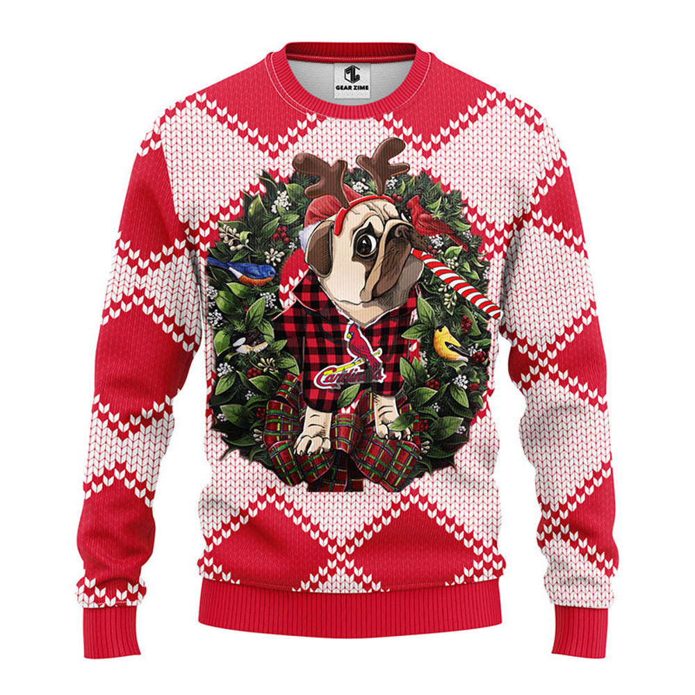 MLB St. Louis Cardinals Pub Dog Ugly Hoodie 3D Zip Hoodie 3D Ugly Christmas Sweater 3D Fleece Hoodie