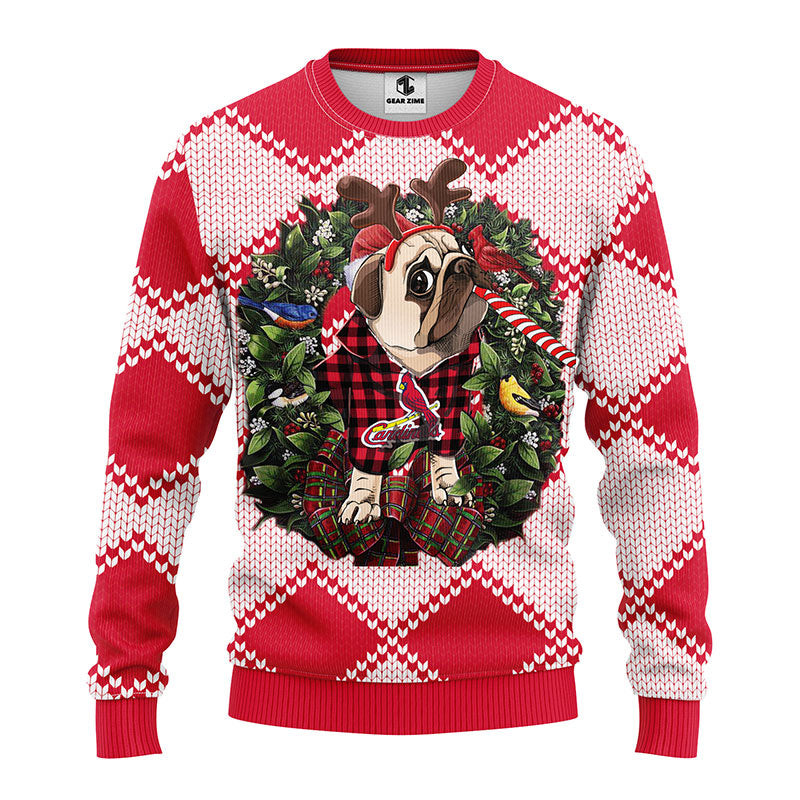 MLB St. Louis Cardinals Pub Dog Ugly Hoodie 3D Zip Hoodie 3D Ugly Christmas Sweater 3D Fleece Hoodie