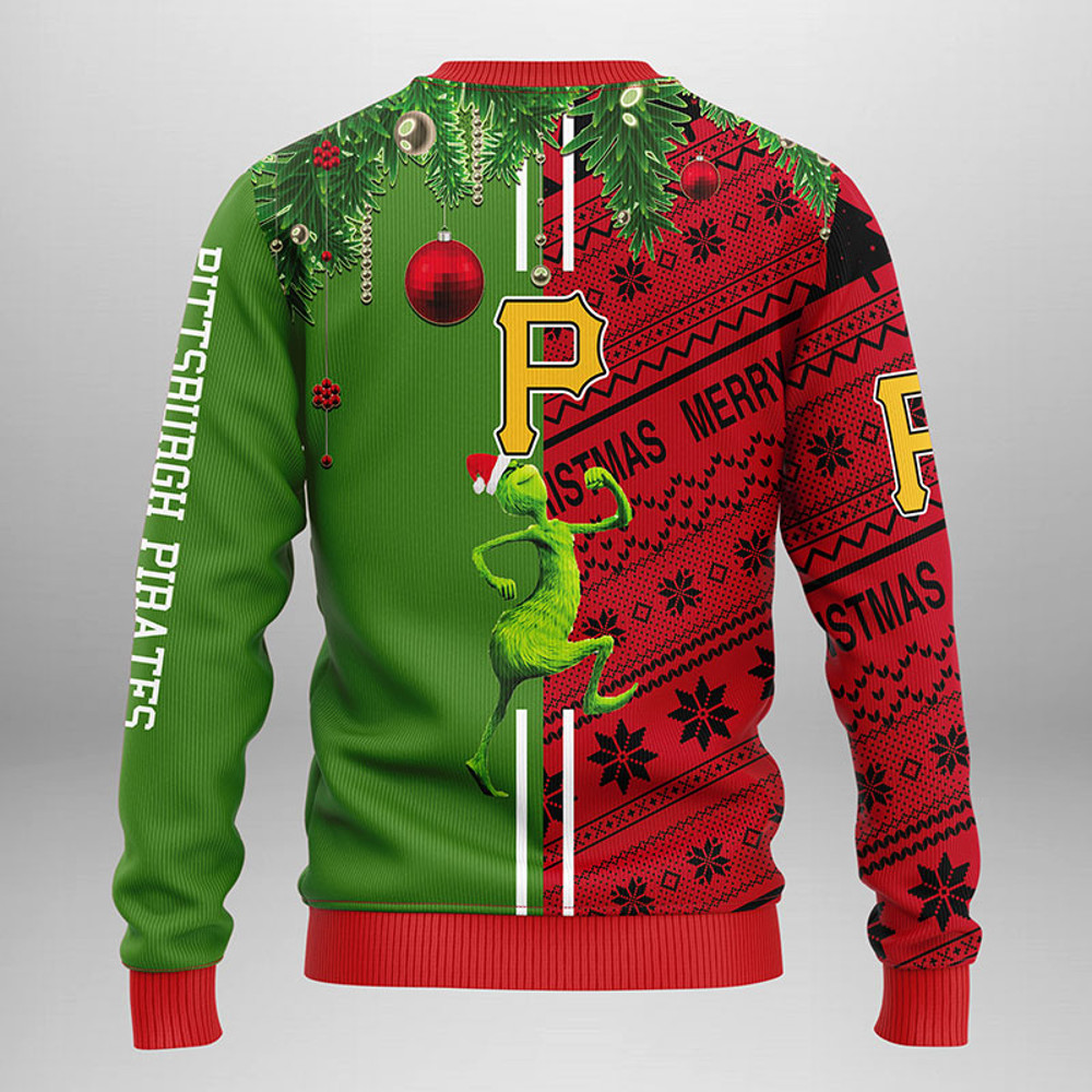 MLB Pittsburgh Pirates Grinch & Scooby-doo Ugly Hoodie 3D Zip Hoodie 3D Ugly Christmas Sweater 3D Fleece Hoodie