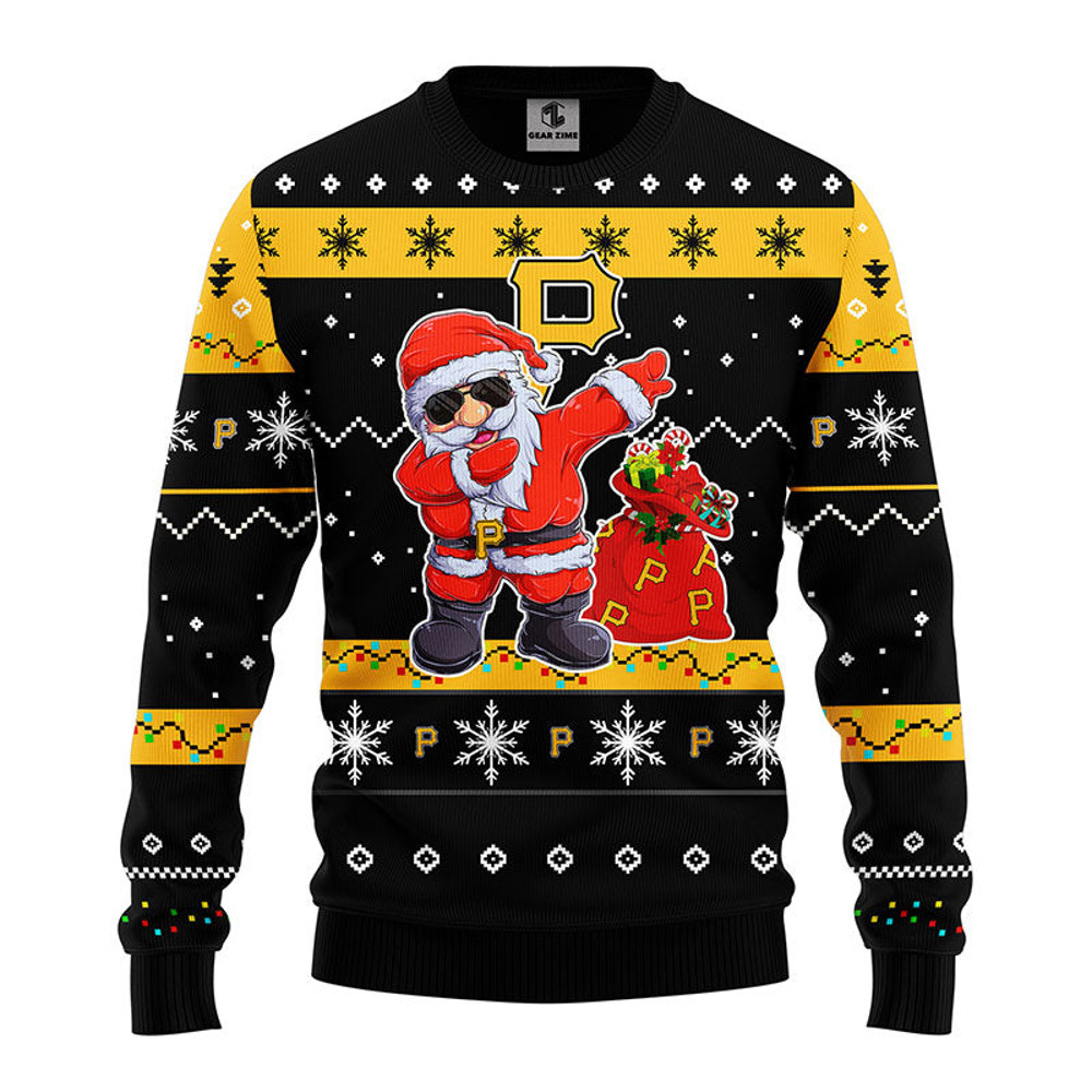 MLB Pittsburgh Pirates Dabbing Santa Claus Ugly Hoodie 3D Zip Hoodie 3D Ugly Christmas Sweater 3D Fleece Hoodie