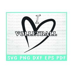 I Love Volleyball With Love SVG Cut File | commercial use | instant download | printable vector clip art | love volleyba