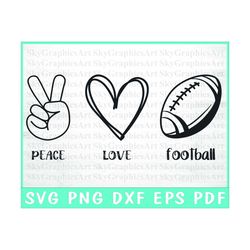 Football SVG design - Peace love Football SVG for Cricut - Football shirt SVG - Football Mom life Cut file - eps png dxf