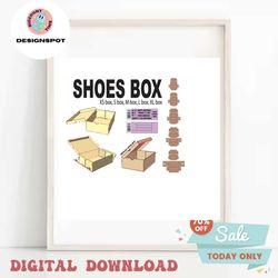 5 size shoe box template labels, sneaker box svg, shoe box template svg, gift idea, digital files, instant download