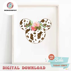 Disney Mouse Head Floral Mickey PNG
