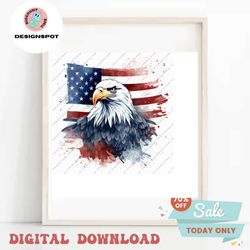 Patriotic eagle flag PNG transparent clipart, printable sublimation, digital instant download, american eagle PNG clipa